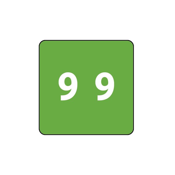 Ames - Filing Labels - Large - Number 9 1-7/8" x 1-7/8" Green